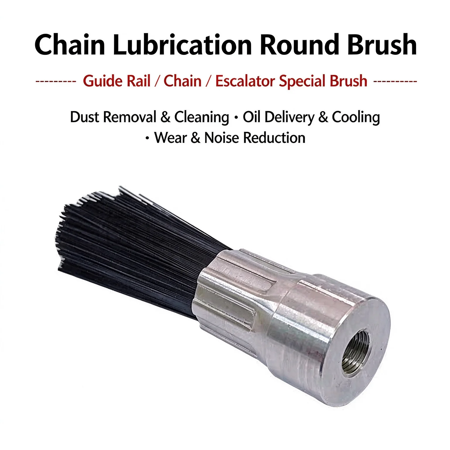 Nylon Oil Brush for Chain Lubrication Guide Rail Lubricant Applicator Round Brush Escalator Maintenance Tool