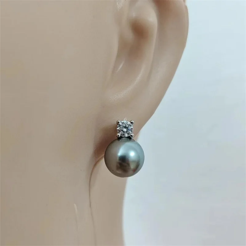Senlissi – Neue Retro Palace Dunkelgraue Ohrstecker für Damen, 8–12 mm, 6A-Qualität, Zirkon, S925-Sterlingsilber, Damenschmuck, Geschenke – Detail 2