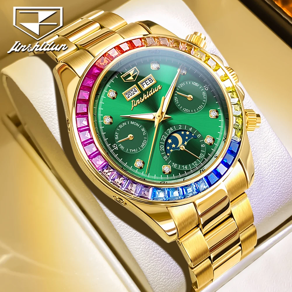 JSDUN Hohe Qualität Luxus Automatische Mechanische Männer Uhr Original Edelstahl Wasserdichte