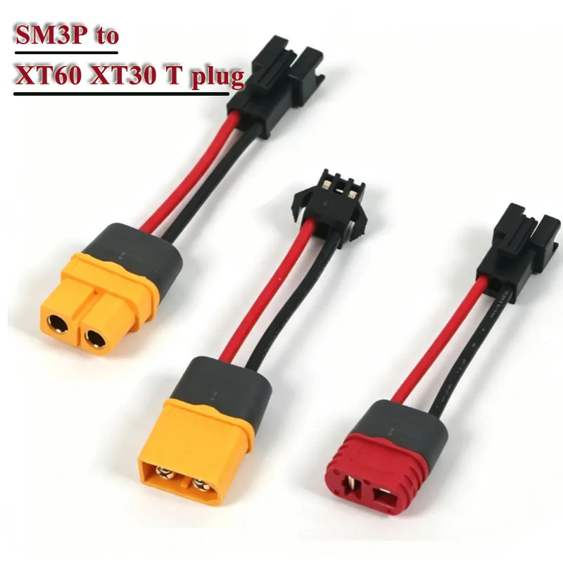SM3p To XT60 XT30 T Plug Adapter Conversion Line SM3P Male To XT30 XT60 T Plug Female Connector Cable 18AWG Silicone Wire 5cm