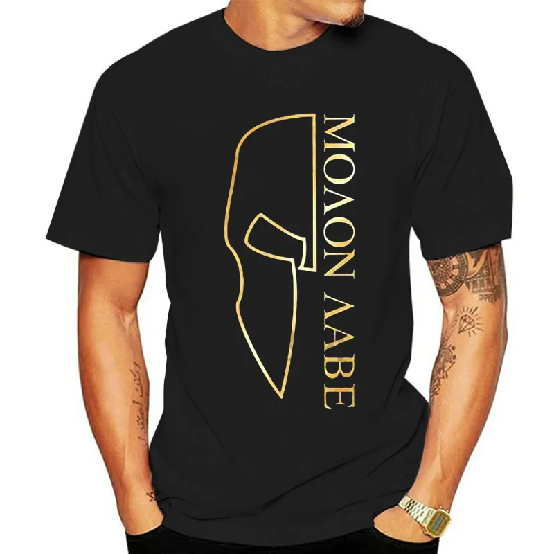 LEQEMAO Tee Shirts Men O-neck Tees Mans Unique Cotton Short Sleeves O-neck T Shirt Modern Molon Labe Outlined Helmet T-shirt