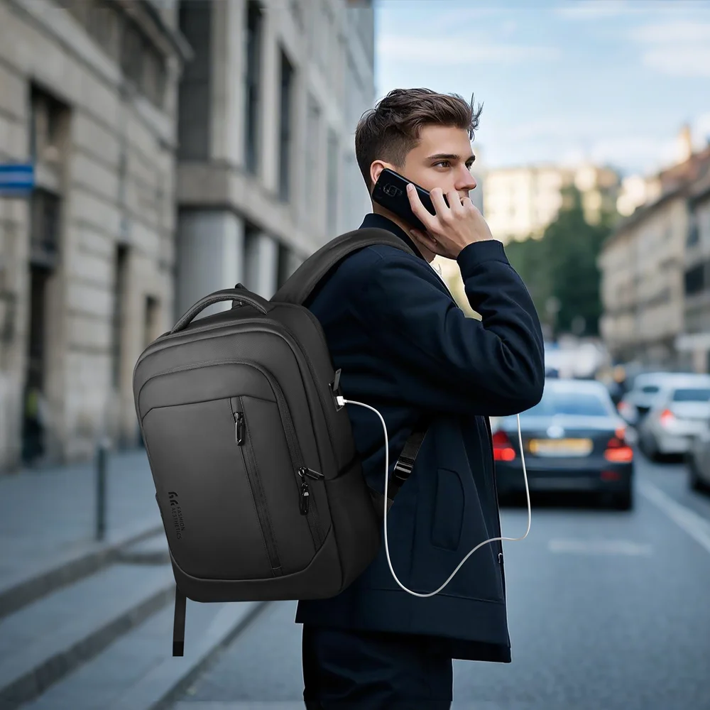 حقيبة ظهر رجال الأعمال الفريدة من نوعها من Heroic Knight مقاومة للماء مقاس 17 بوصة للكمبيوتر المحمول مع حقيبة ظهر أنيقة للركاب والسفر والكمبيوتر #3