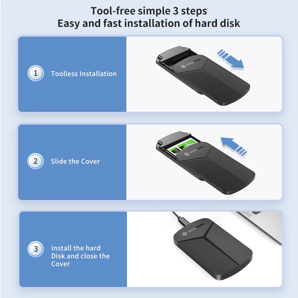 Yottamaster 2.5 Inch HDD Case External SSD Hard Drive Case SATA to USB 3.0 HDD Enclosure for PC Laptop 6Gbps Storage Case Type C image 4
