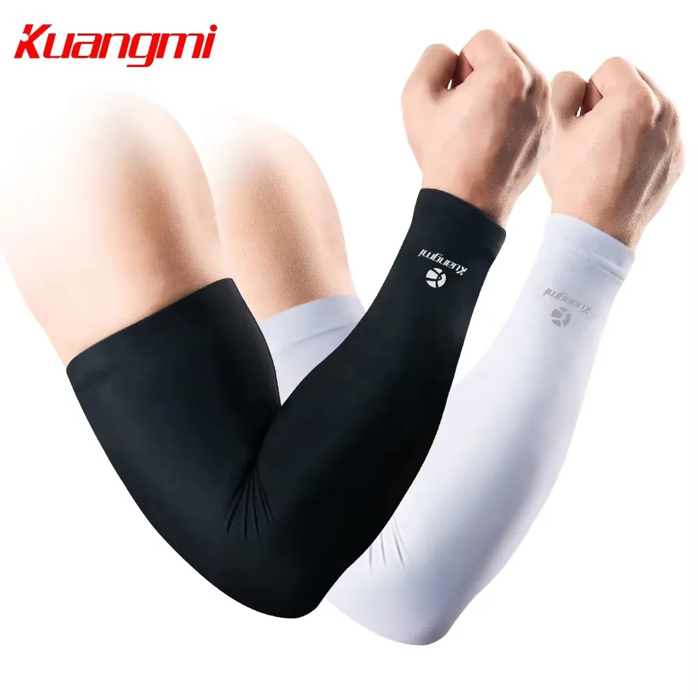 Kuangmi 1 Pair Cycling Arm Sleeves Sports Arm Warmers Bike Riding Arm Cover UV Protection Elbow Sleeves Elbow Support Basketball