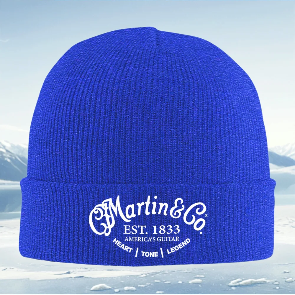 تم إنشاء شعار شعار الجيتار Martin & Co للرجال والنساء للجنسين قبعة محبوكة قبعة صوفية شتوية حرارية دافئة لعيد الميلاد في الهواء الطلق