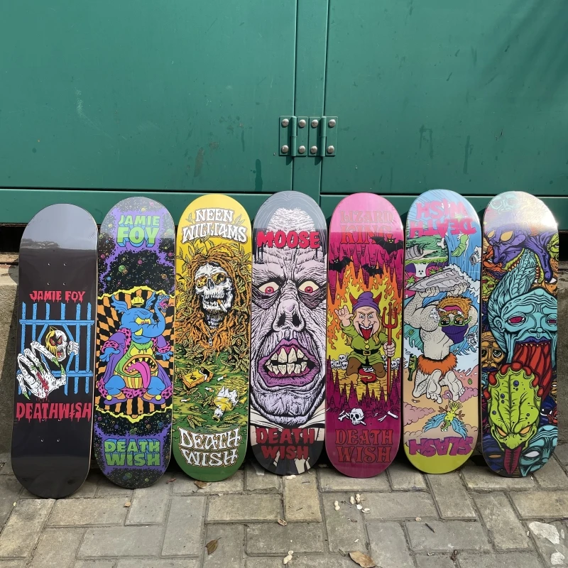 wish-skateboard-decks-table-100-canada-north-america-maple-7-ply-cold-pressing-decks-double-rocker-775-80-825-85-inch-si