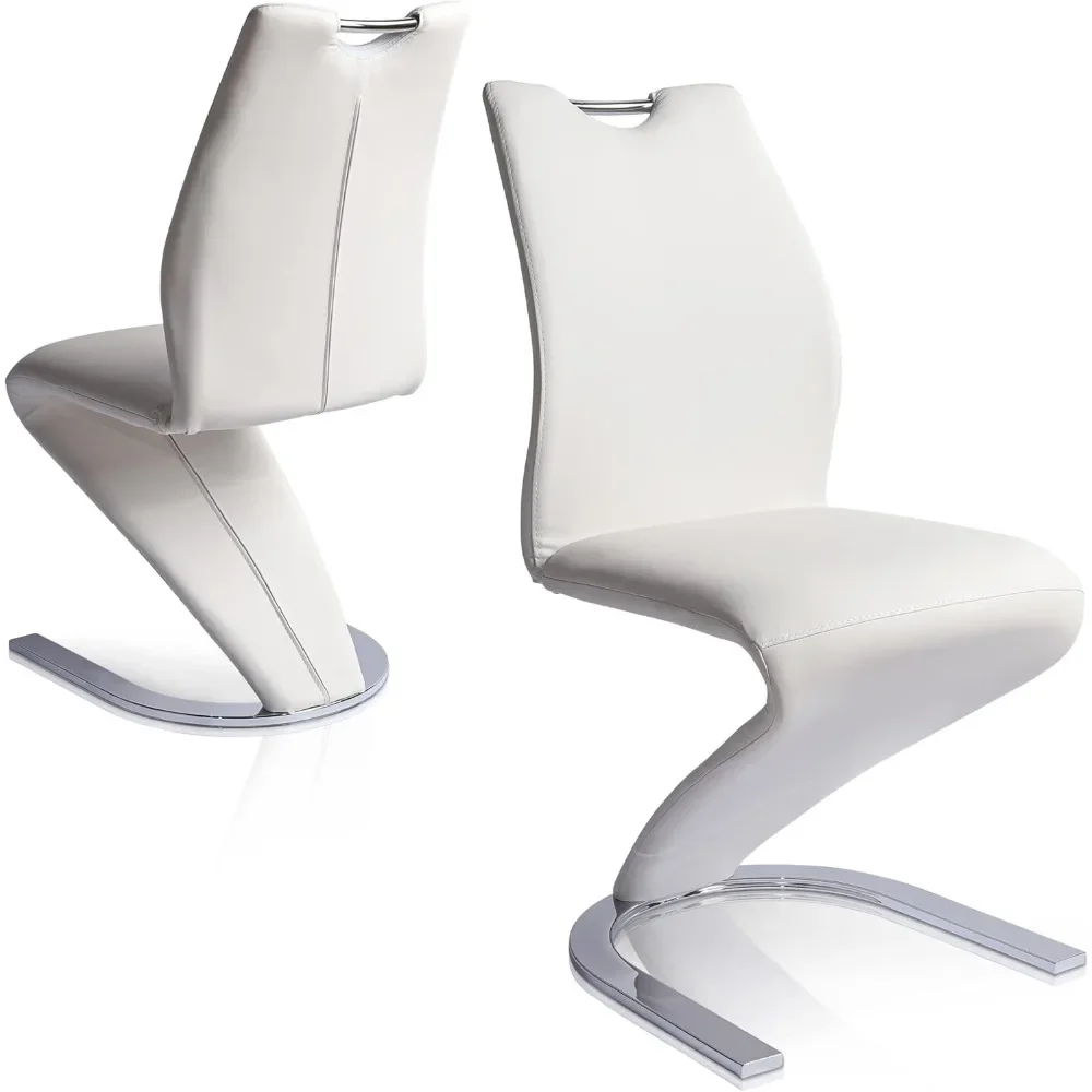 

Dining Chairs Set of 2,Modern Kitchen Dining Room Armless Upholstered Side Chairs in PU Leather Cushion Seat and Metal Leg