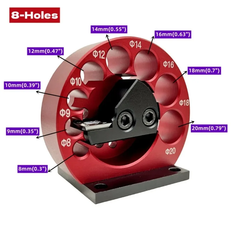 Adjustable 8‑Hole Wooden Dowel Maker Drill Round‑Cutting Jig Square Strip to Round Rod Woodworking DIY Auxiliary Tool