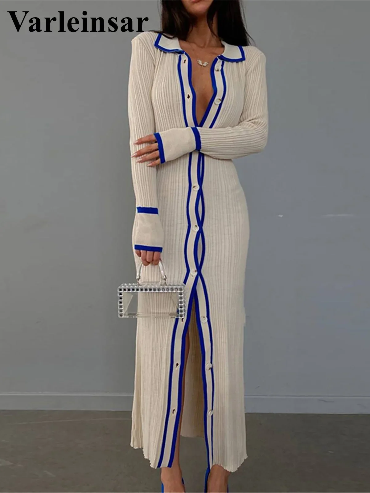 جديد مثير طويلة الأكمام الخامس الرقبة الكروشيه محبوك تونك الشاطئ التستر التستر فستان الشاطئ ملابس الشاطئ بحر الإناث النساء V5055