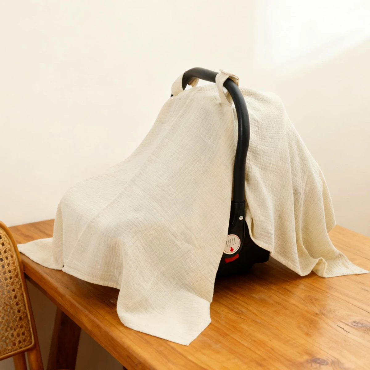 2025 Solid Color Baby Muslin Cotton Blanket Car Seat Cover Breathable Non-waterproof Sunshade Cradle Newborn Stroller Accessory