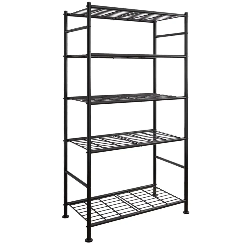 Modern heavy duty five-layer vertical storage rack multi-functional anti-rust metal large capacity easy to install kitchen