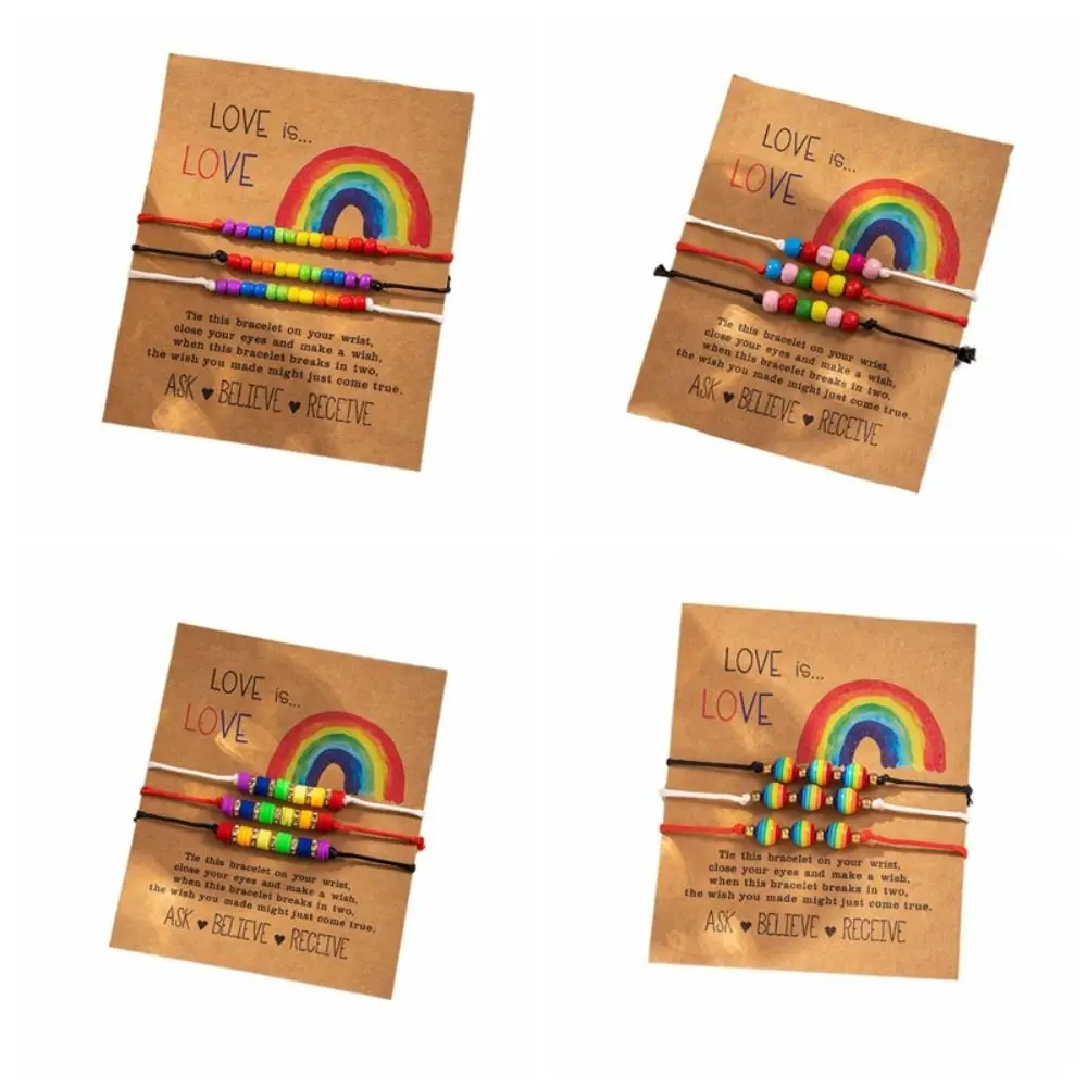 3 개/대 러브 하트 커플 Prided 팔찌 다채로운 Boho 레인보우 페르시 팔찌 터키어 매력 핸드 쥬얼리