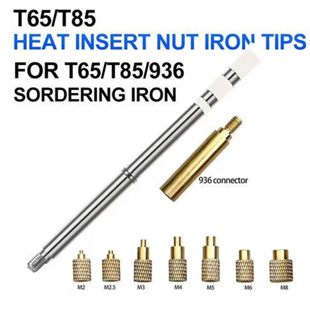 Wärmeeinpressmuttern-Einpressadapter-Spitzen für T12 T65 936 Lötkolben M2 M2.5 M3 M4 M5 M6 Muttern-Einpresswerkzeug – Detail 2