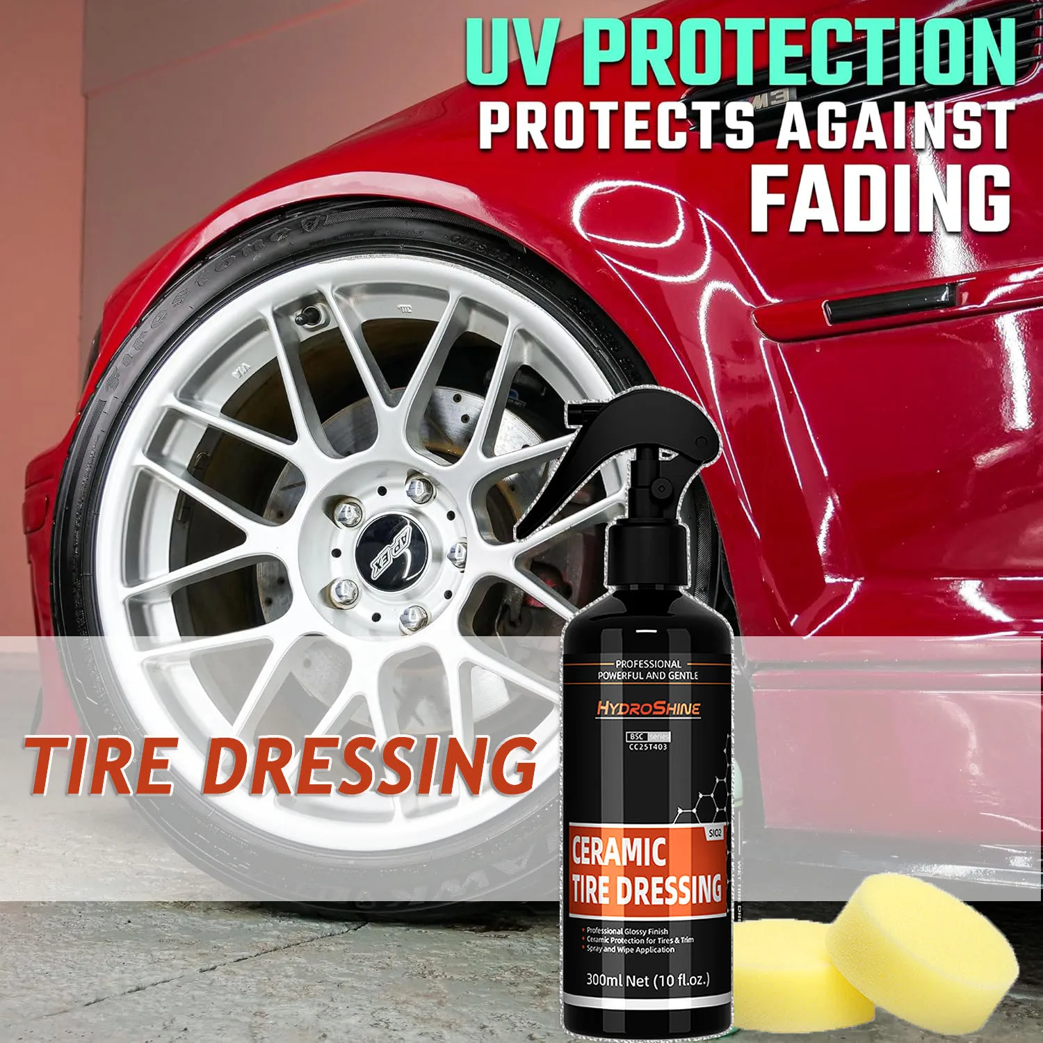 

Hydroshine Car Ceramic Tire Dressing Black Wet Look Tire Shine for Deep Glossy Finish for Protection Long-Lasting Shine Spray