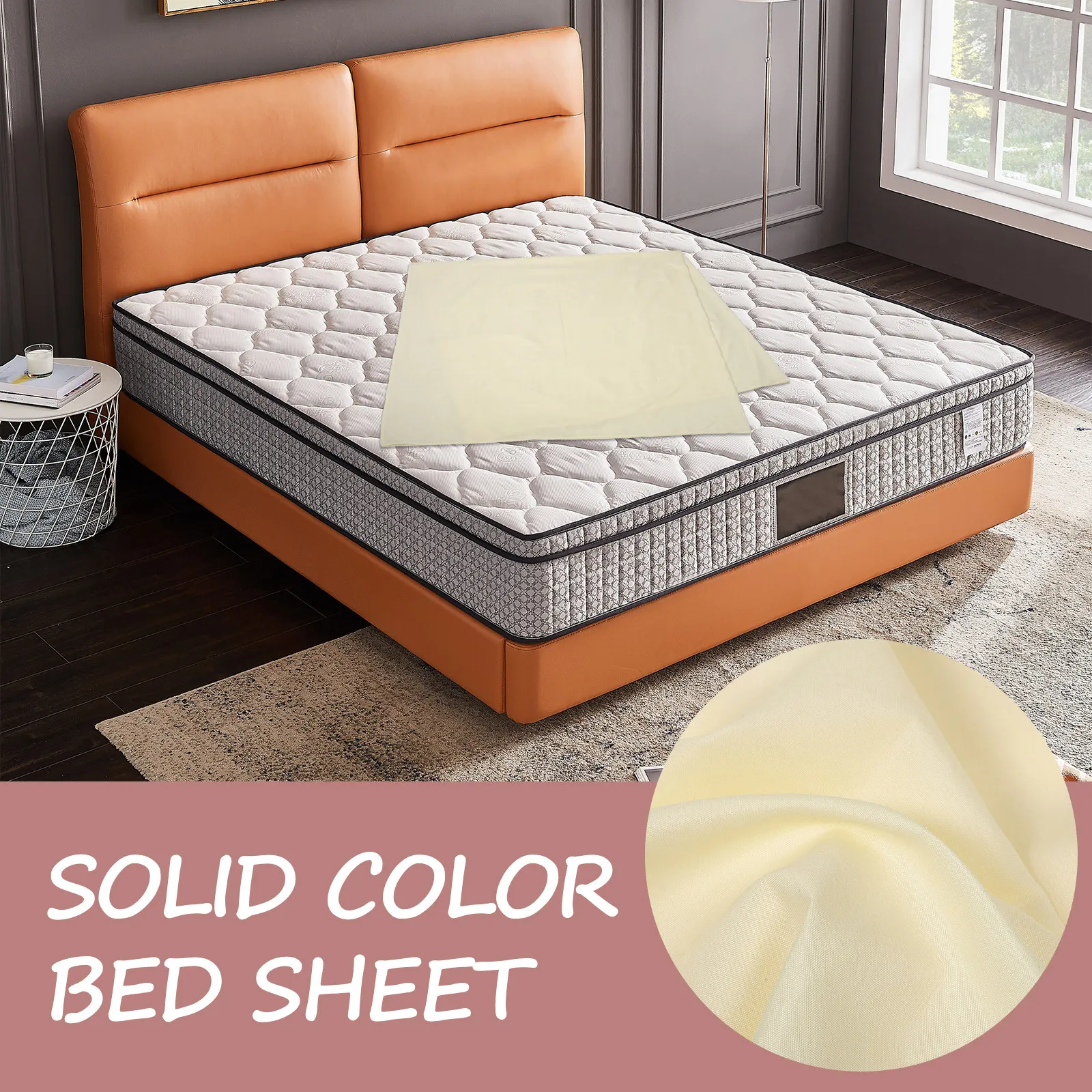 Light Yellow Polyester Microfiber Flat Sheet 250x230cm – Soft, Breathable, Machine Washable, All-Season