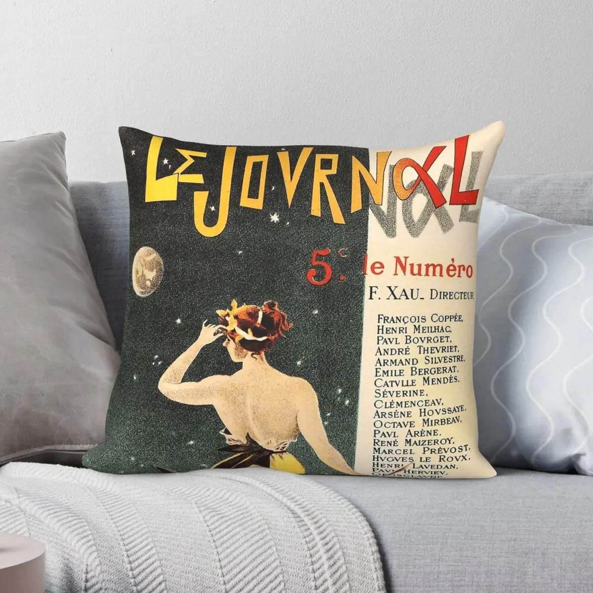 Le Journal Publiera Rome Par Emile Zola Square Pillowcase Polyester Linen Velvet Creative Zip Decorative Home Cushion Cover