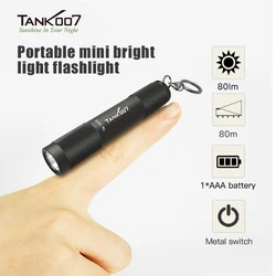 Tank007 tk701a-ミニポータブル懐中電灯,80lm,80m,ハイパワー,3W,LEDライト,金属スイッチ,ipx6,防水トーチ,軽量キーホルダー