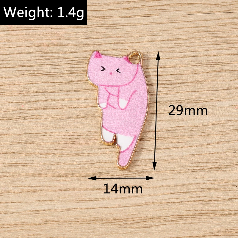 10 Stück Cartoon-Tier-Anhänger, Emaille-Katzen-Anhänger, zum Basteln von Halsketten, Ohrringen, Armbändern, DIY-Bastelarbeiten, Schmuckzubehör – Detail 9