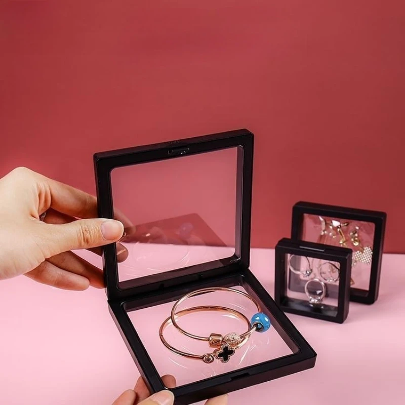 

5pc Film Jewelry Displays Stand Storage Box Transparent Floating Ring Earring Bracelet Necklace Packaging Dustproof Storage Case