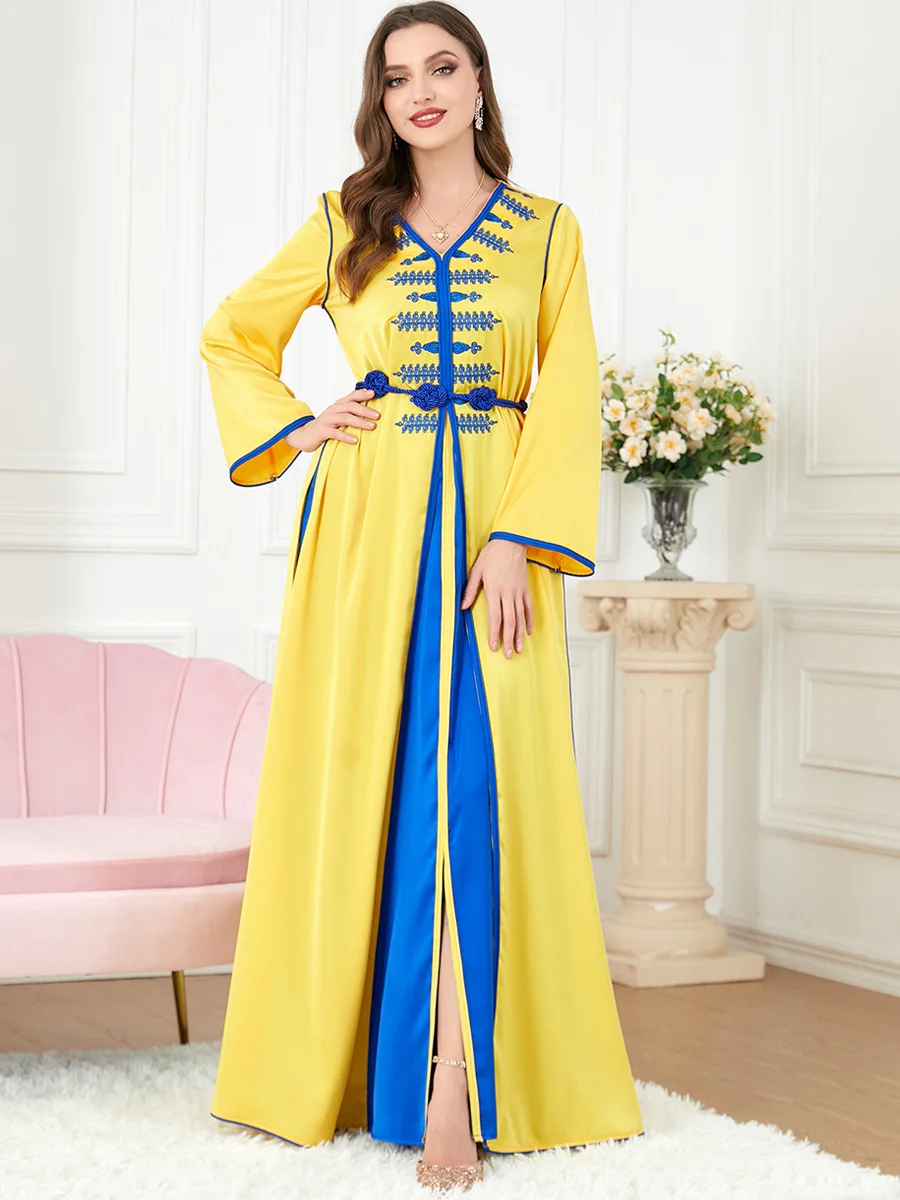 Dubai Arab Muslim Dress Abayas for Women 2 Piece Set Musulman Caftan Marocain Ramadan Abaya Kaftan Vestidos Dubai Jalabiya Suit