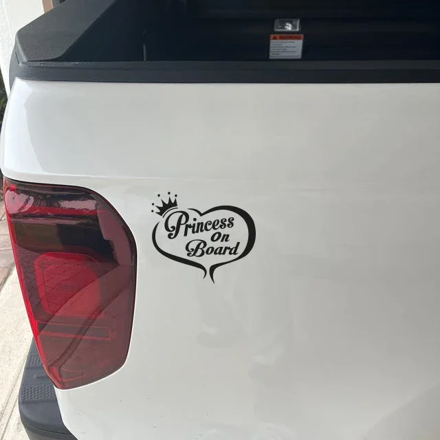 Princess on Board Heart Crown Waterproof Vinyl Car Sticker Decal for Truck Motorcycle Window Bumper Exterior Decor Accessories
