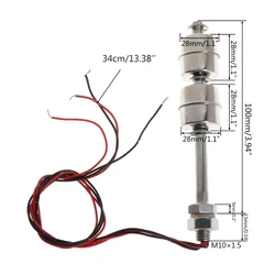 ステンレス鋼の水レベルセンサー,液体フロートスイッチ,高温耐性,100mm, 0〜220v