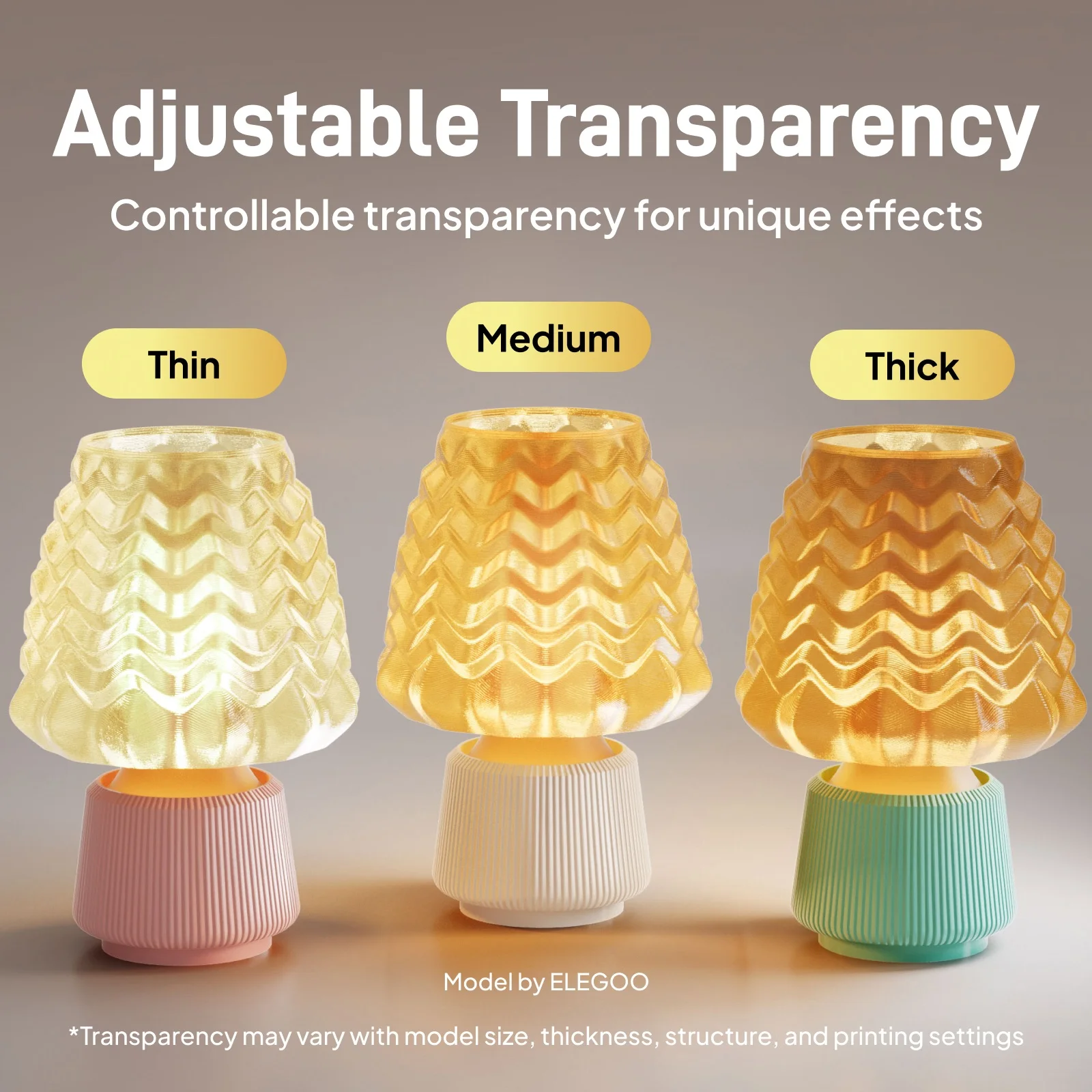 

ELEGOO PETG Translucent Filament 1.75mm Grey 1KG, 3D Printer Filament For US EU DE