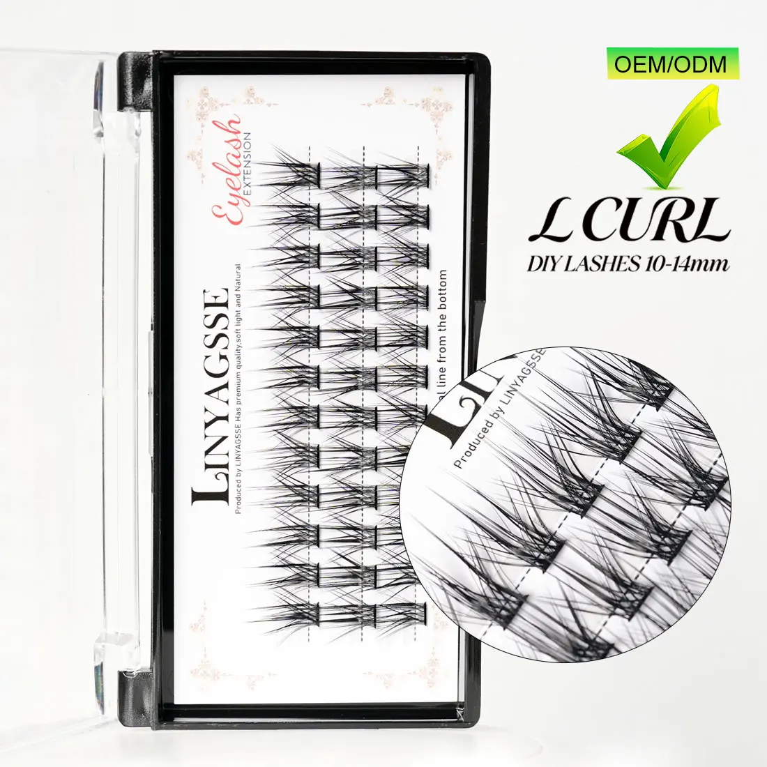 LINYAGSSE IG2350 L Curl Super Cluster Eyelash Extension Natural Mink Eyelash Individual Lashes Makeup Tools Cilias Volume