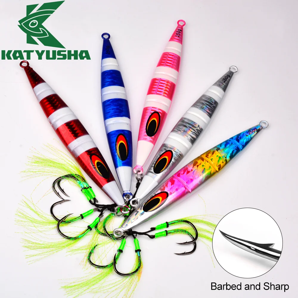 

Katyusha 3D Fisheye Deepsea Boat Fishing Sardine Slider Jigging Lure 30g-250g Long Cast Metal Jig Fishing Lure Sea Fishing Jigs