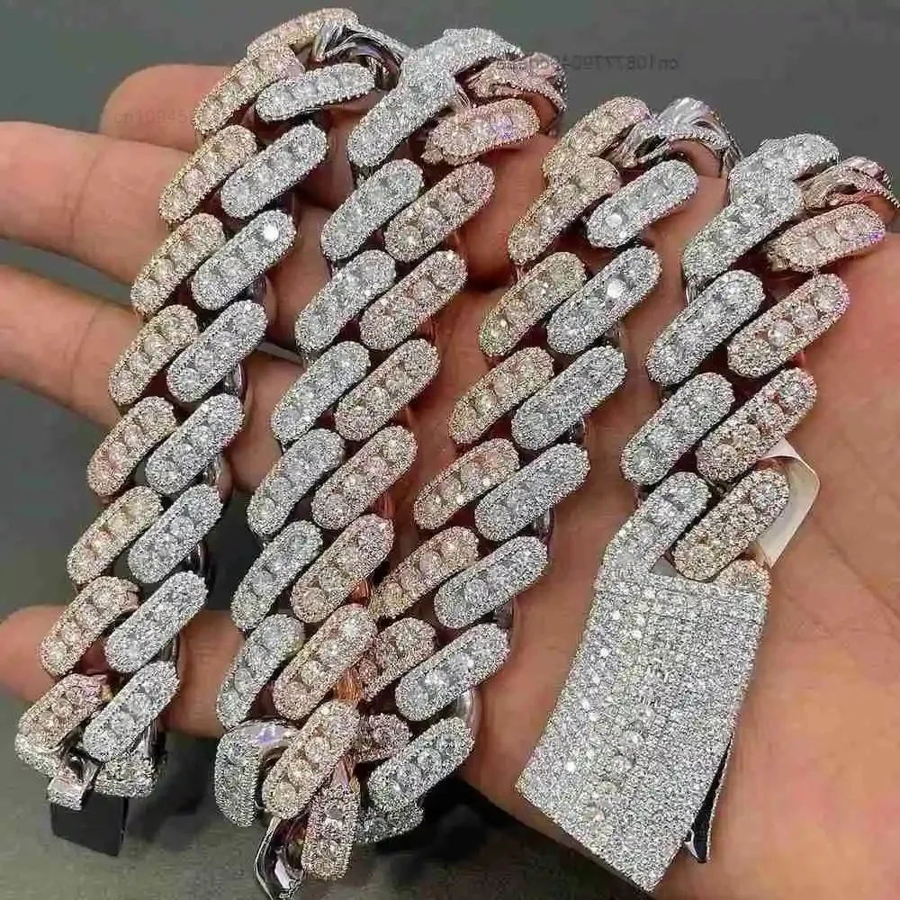 

New Luxury Iced Out Cuban Link 16mm Vvs Moissanite Diamond Cuban Link Chain Hip Hop Miami Cuban Chain