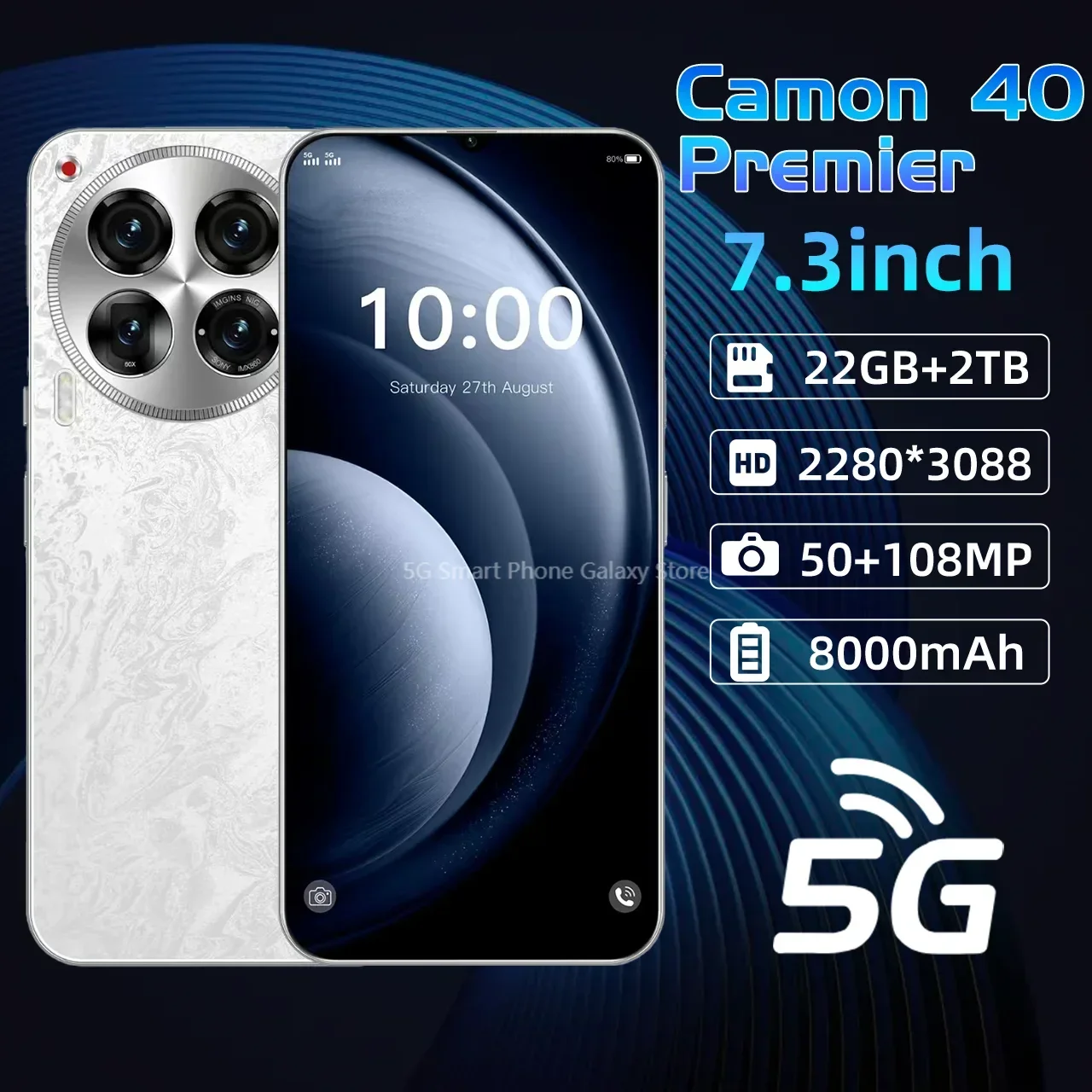 Camon 40 Premier 22GB+2TB Qualcomm 888 4G/5G smartphone Global Edition 10 core 8000mAh 50+108MP mobile phone Android phone