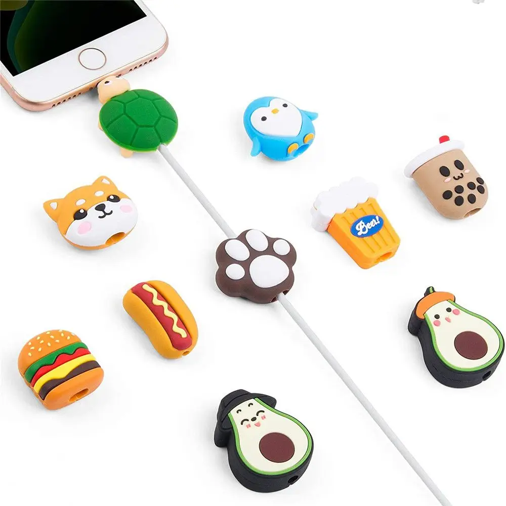 

1Pc Useful Cartoon For iPhone Data Line Bite USB Cable Protector Winder Cover Cable Cord Case