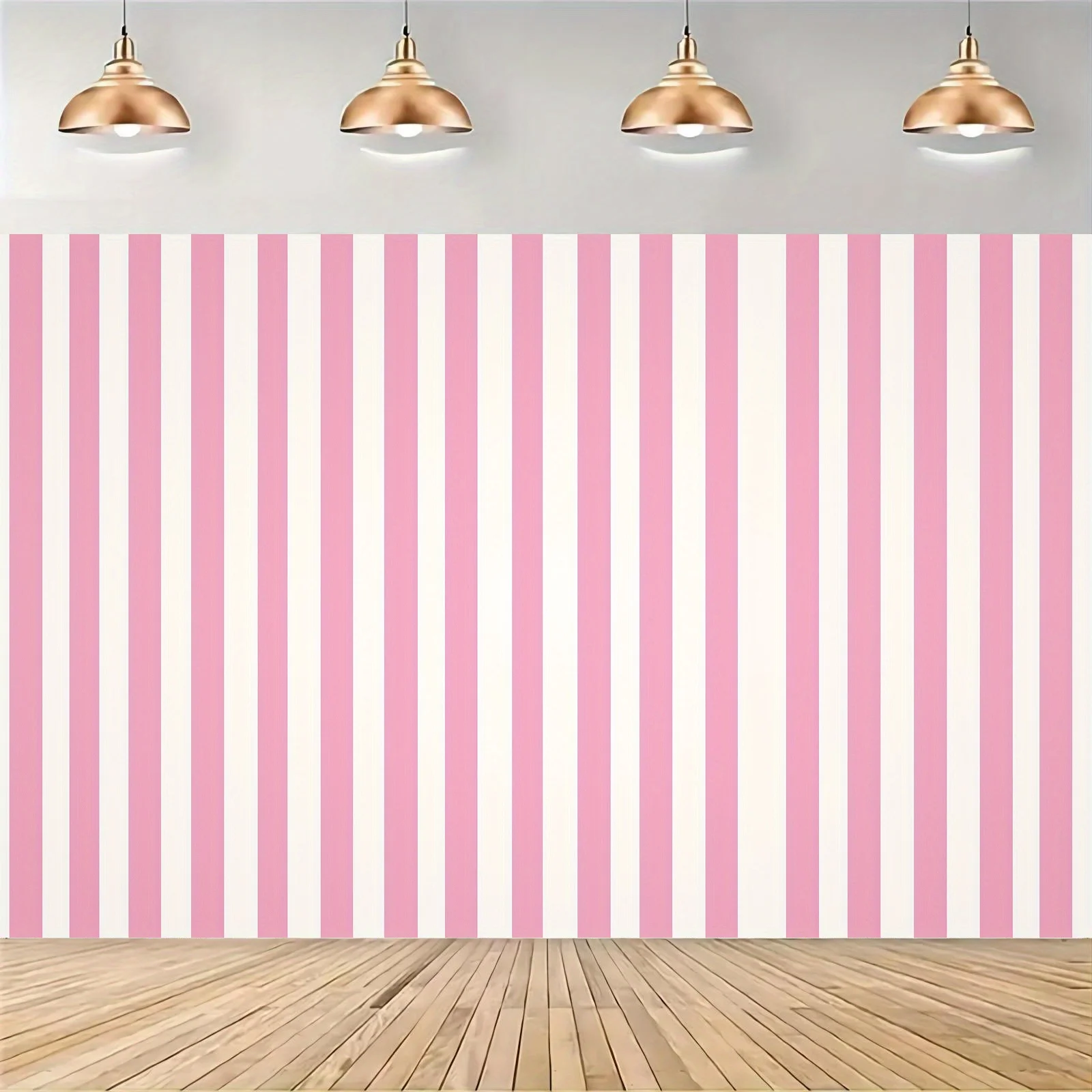 Rosa-weiß gestreifter Prinzessinnen-Hintergrundstoff – für Geburtstage, Hochzeiten und Abschlussfeiern – strapazierfähiges Polyester