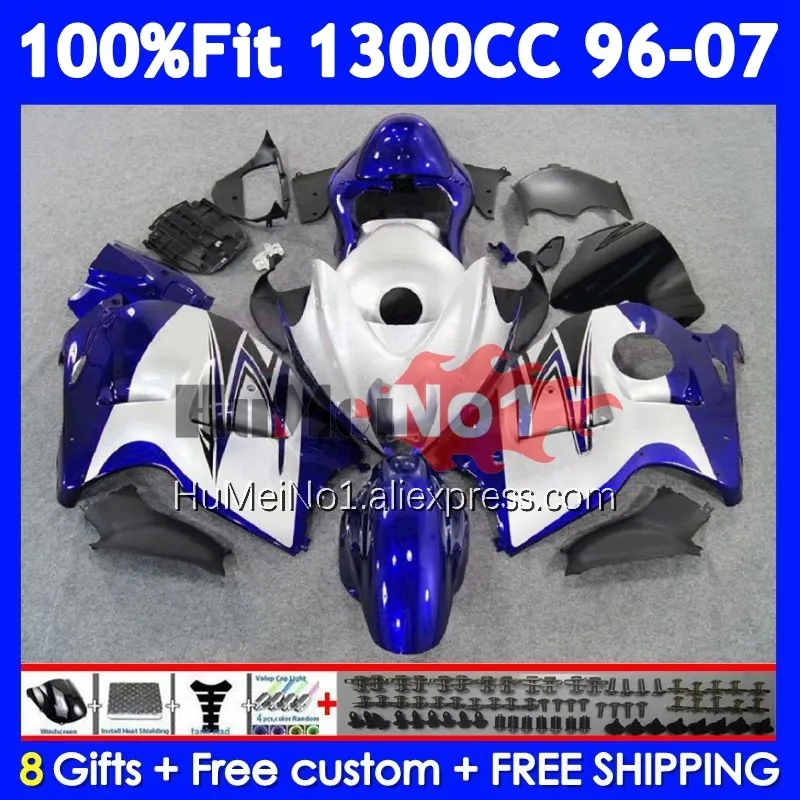 Fairing For SUZUKI GSXR 1300 CC Hayabusa GSXR-1300 Blue silver 126No.39 GSXR1300 96 97 98 99 00 01 2002 2003 2004 2005 2006 2007