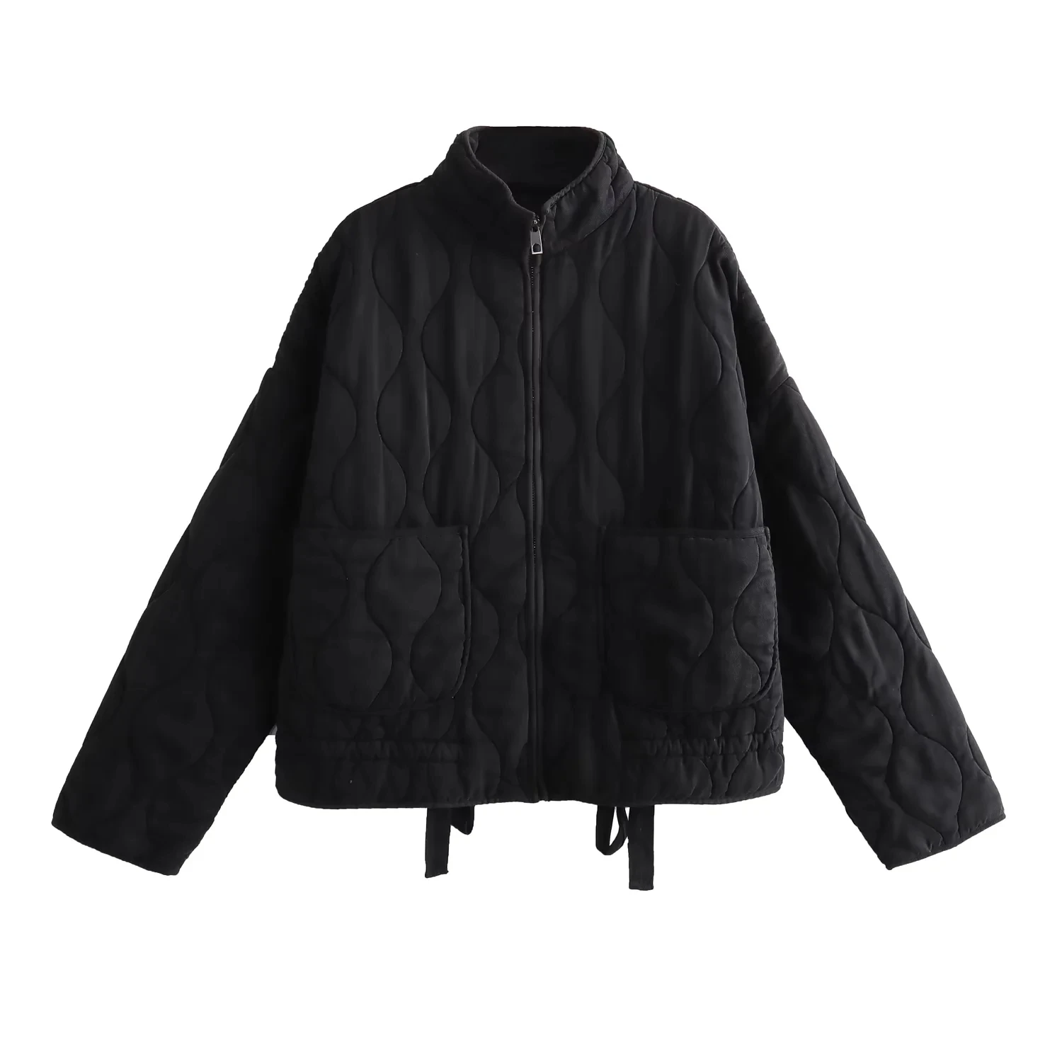 JNLEAOG Cotton Jaet Women's Street Sle Loose Fit Long Sve Zipper Closure Coat with kets Autumn New Arrival 2023