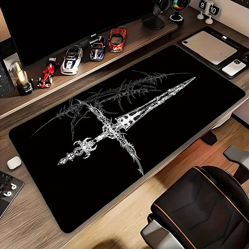 

Sword Game mousepad Black rubber non-slip durable can be cleaned gamers and professionals universal deskmat ultra clear printing