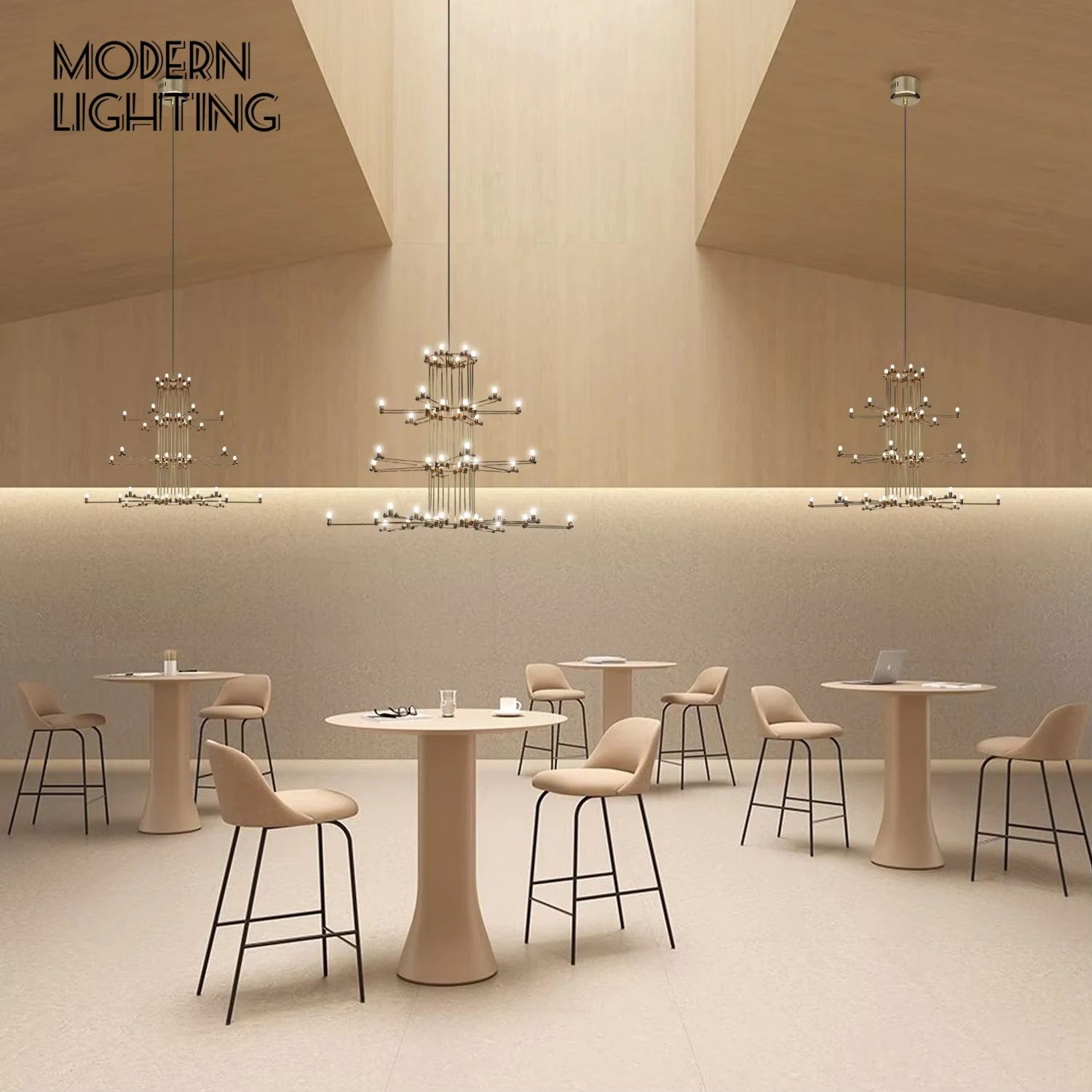 Modern Bauhaus Led Art Chandelier Coppelia Suspended Crossed Wire Structure Led E10 Socket Dining Light Double Structure Forms