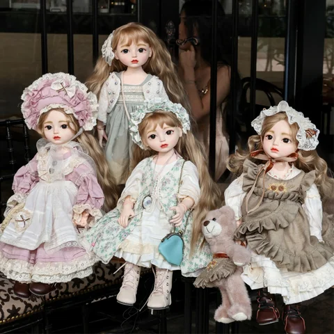 Cloveray 18 Inch Country Style Vinyl Doll Kawaii BJD Doll Toys Collection Hobby Adjustable Posture Boys Girls Gifts With Bracket