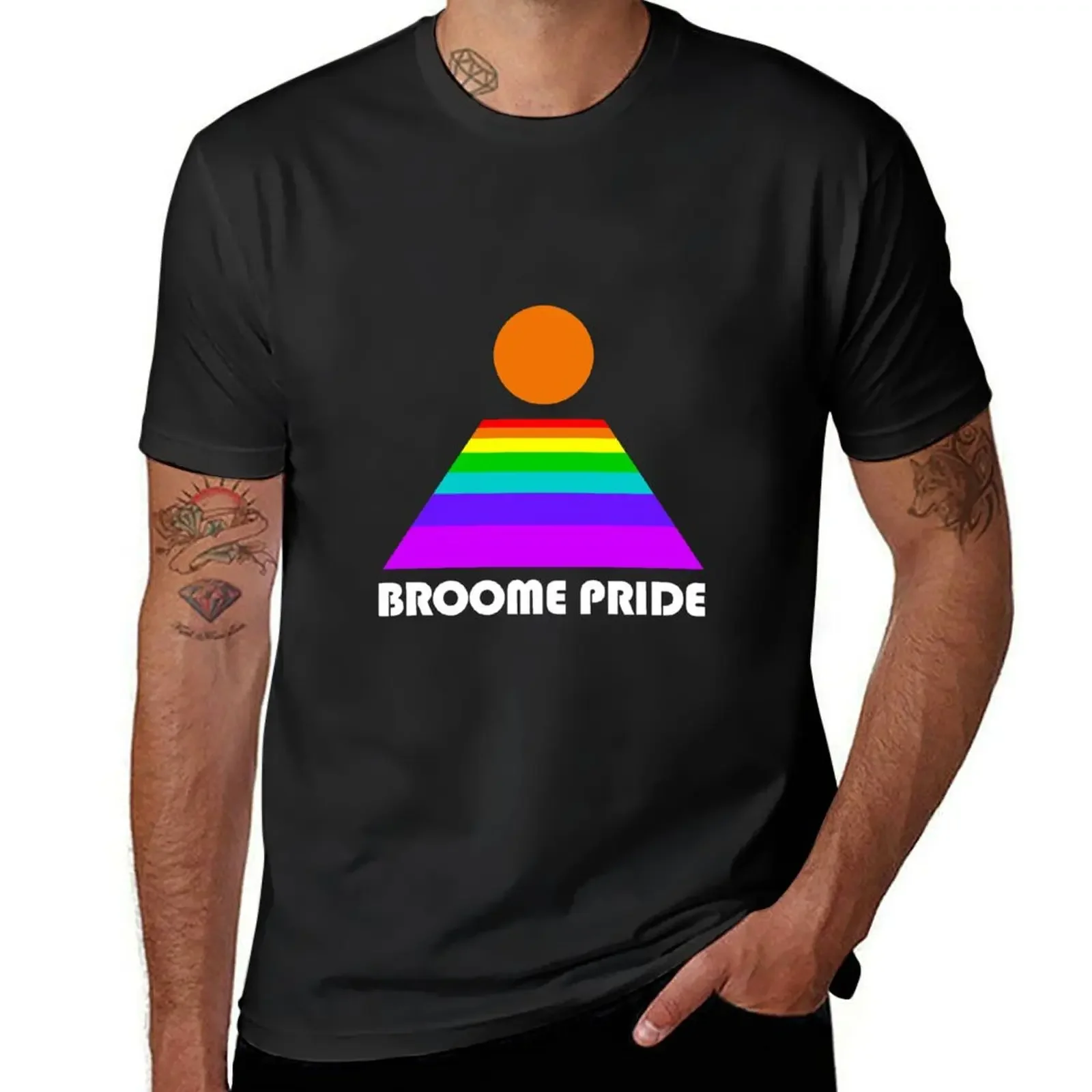 

Broome Pride Logo - white T-Shirt vintage anime shirt blanks hippie clothes oversized t shirt men