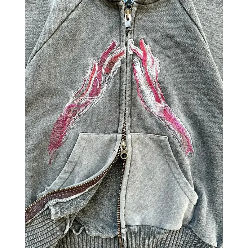 

❤ ❤ 1920 Американский модный свободный свитер с капюшоном большого размера 90-х годов, женский Y2K Harajuku, винтажный готический свитер для отдыха, новинка ★ ☆