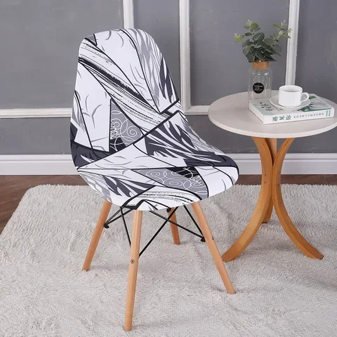 

Printed Armless Shell Chair Cover for Office Chair 1pc Banquet Dining Home Stretch Home Cover Washable