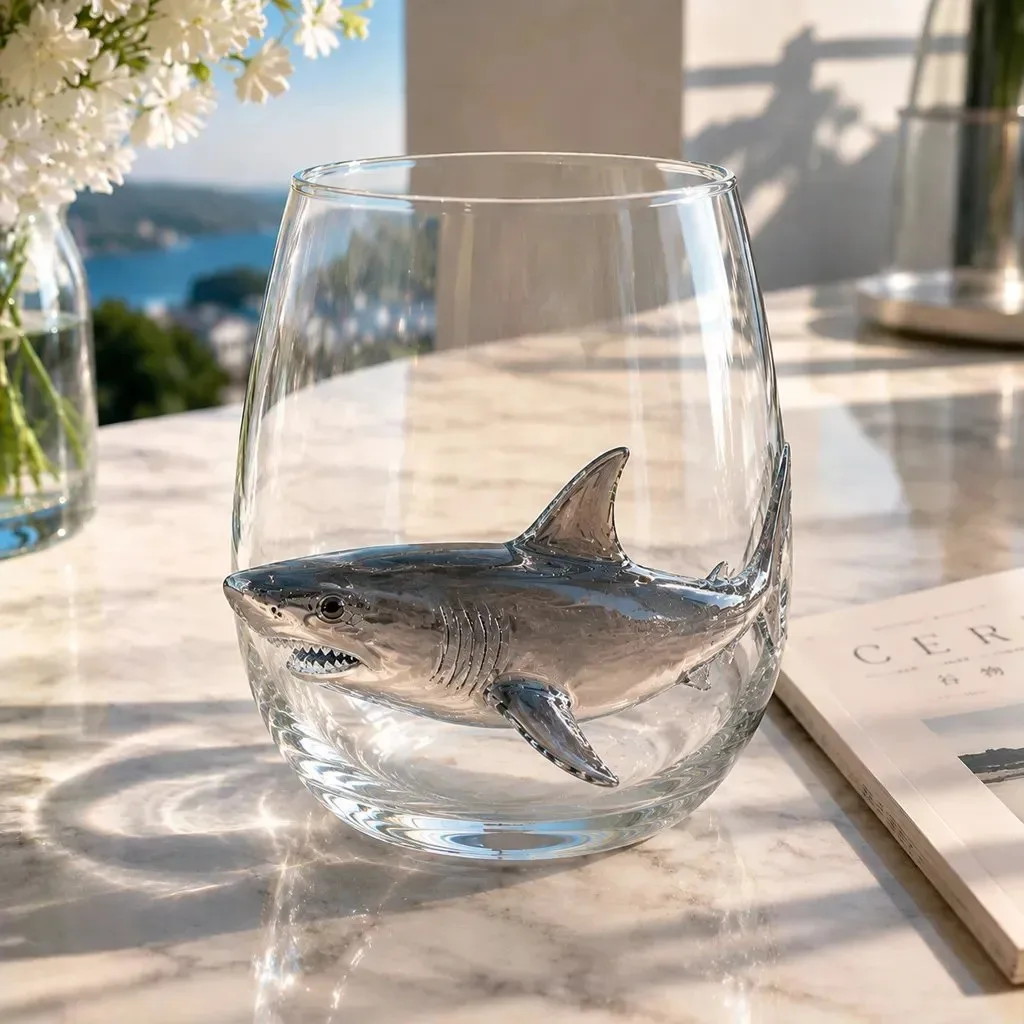 Artisanal 3D Octopuses Stemless Wine Glasses Ocean Fantasy Embossed Glass Collection Handcrafted Marine Animal Bar Glass