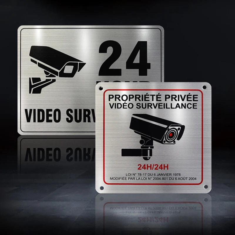 Private Property Metal Sign 24 Hour Video Surveillance No Trespassing Safety Tips Board for Indoor & Outdoor Wall Decors