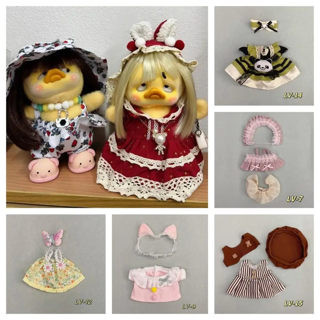 20Cm cotton doll dress up Lolita maid cute princess small skirt casual suit for Upset duck V2 doll clothes accessories