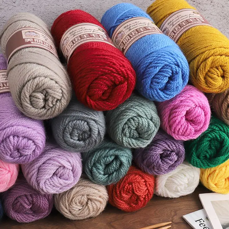 500g/set Hand Crochet Medium Thick Woolen Yarn Knitting for Hats Coats Sweaters Skin-friendly Merino Wool Thread Puffy Soft Warm