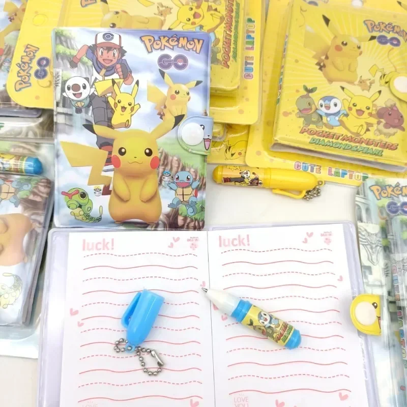 Pokemon Pikachu Notebook Cute Cartoon Pikachu Portable Diary Mini Account Book Neutral Pen Combination Set Child Holiday Gifts