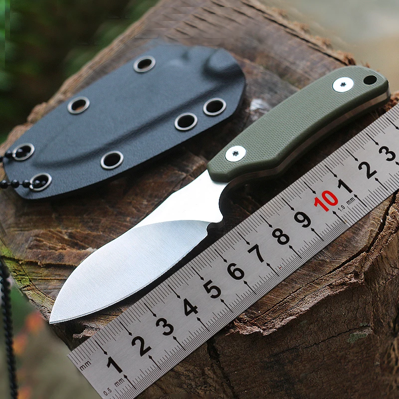 Fixed blade knife Hardness 59HRC cut the rope hook back serrate Necklace knife Handle  G10 Outdoor EDC tools