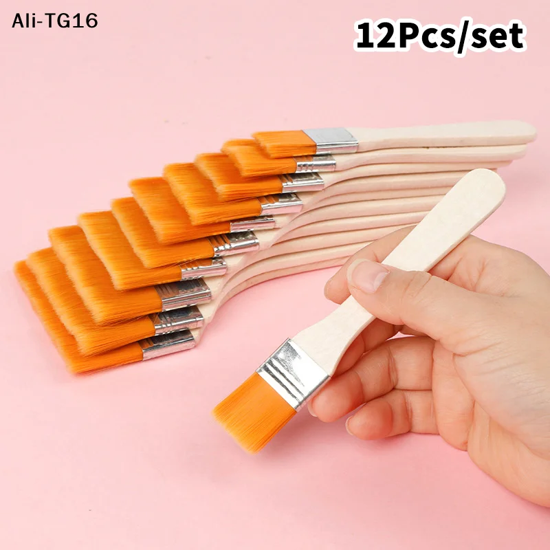 

【Az1】12pcs Nylon Paint Brush Set High-Quality Synthetic Wooden Handle For Acrylic Oil Watercolor Drawing And Art Supplies