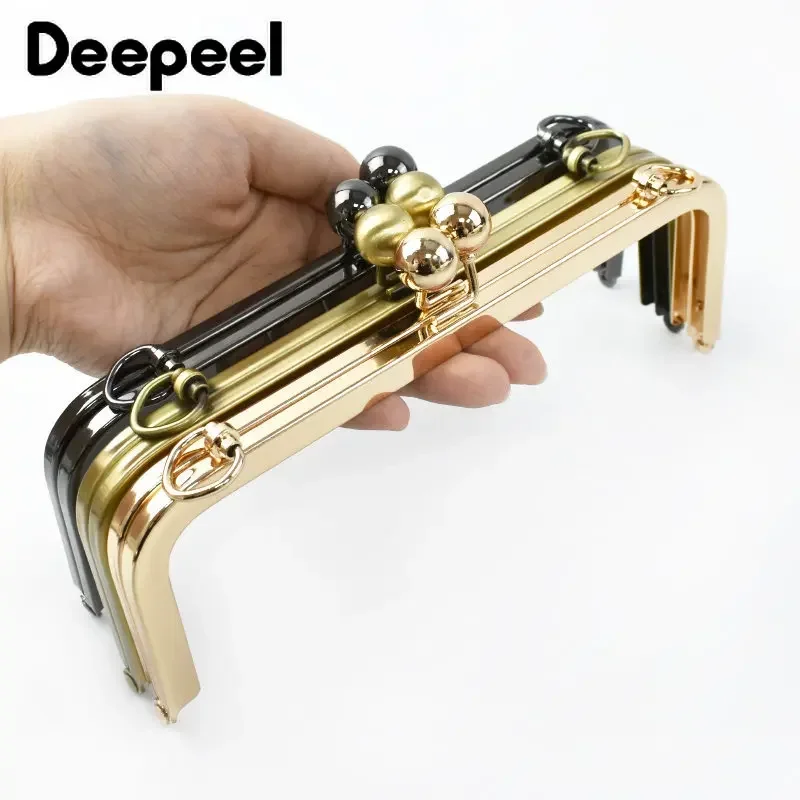 Deepeel-Cadre de sac à main carré en métal, fermoir baiser, tête de perle, bouche, sac à main doré, accessoires de quincaillerie bricolage,