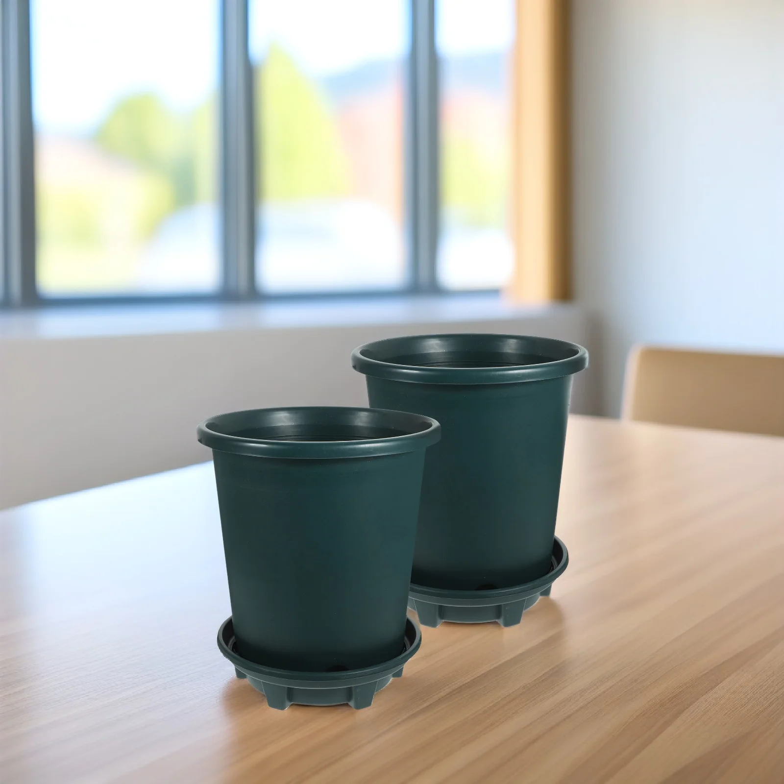 

2Sets Creative Succulent Planter Plastic Pots Decorative Indoor Outdoor Use Drainage Holes Saucer Gift Balcony